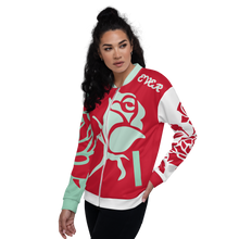 Red And Mint Rose Flower Unisex Bomber Jacket